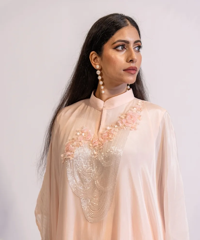 Pastel Peach Hand Embroidered Co-ord Set Pastel Peach Hand Embroidered Co-ord Set