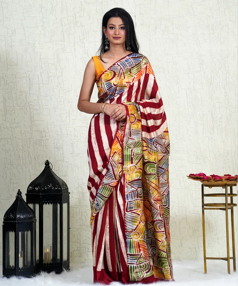 Abstract Elegance Soft Silk Saree