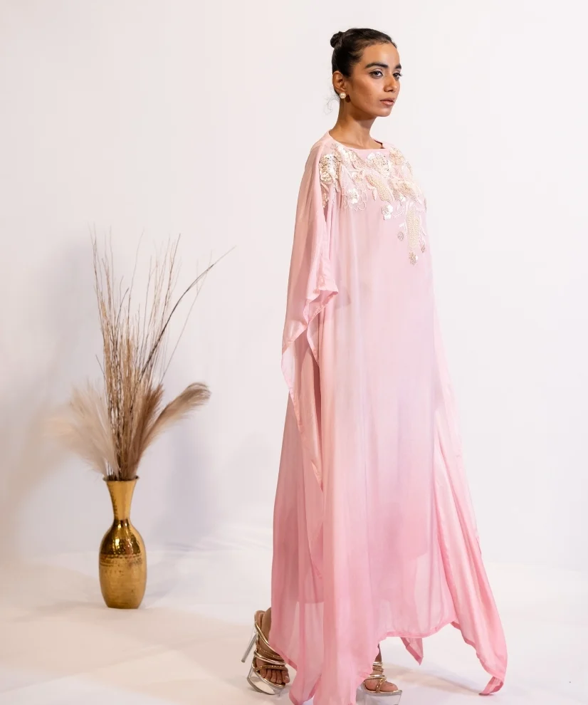 Luxe Blush Pink Embroidered Kaftan Dress Luxe Blush Pink Embroidered Kaftan Dress