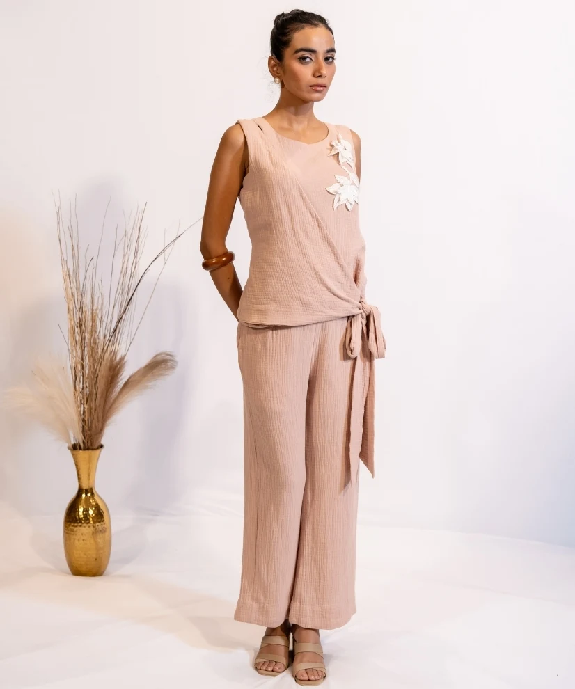 Minimalist Nude Biege Cotton Co-ord Set Minimalist Nude Biege Cotton Co-ord Set