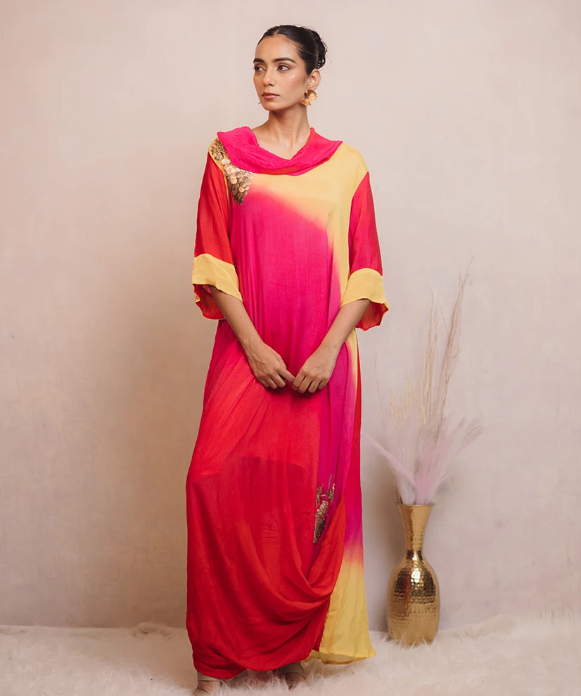 Sunset Bloom Ombre Dress For Women