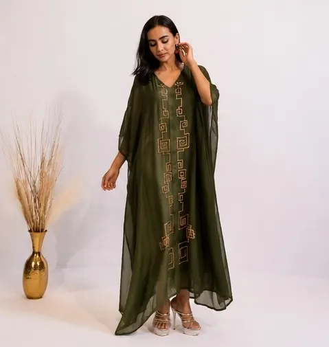 Sage Luxe Kaftan Dress For Women