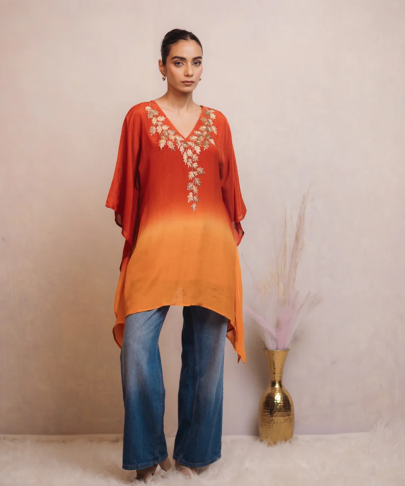 Sunset Ember Ombre Kaftan Top For Women