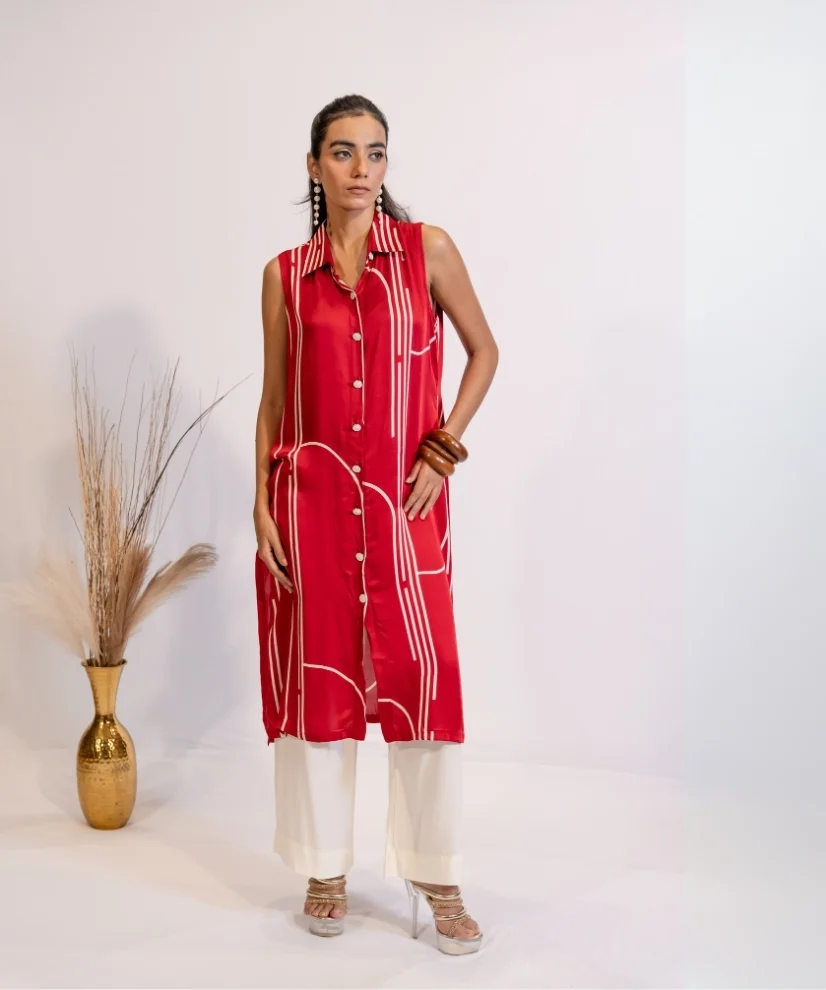 Cherry Red Buttoned Down Co-ord Set Cherry Red Buttoned Down Co-ord Set