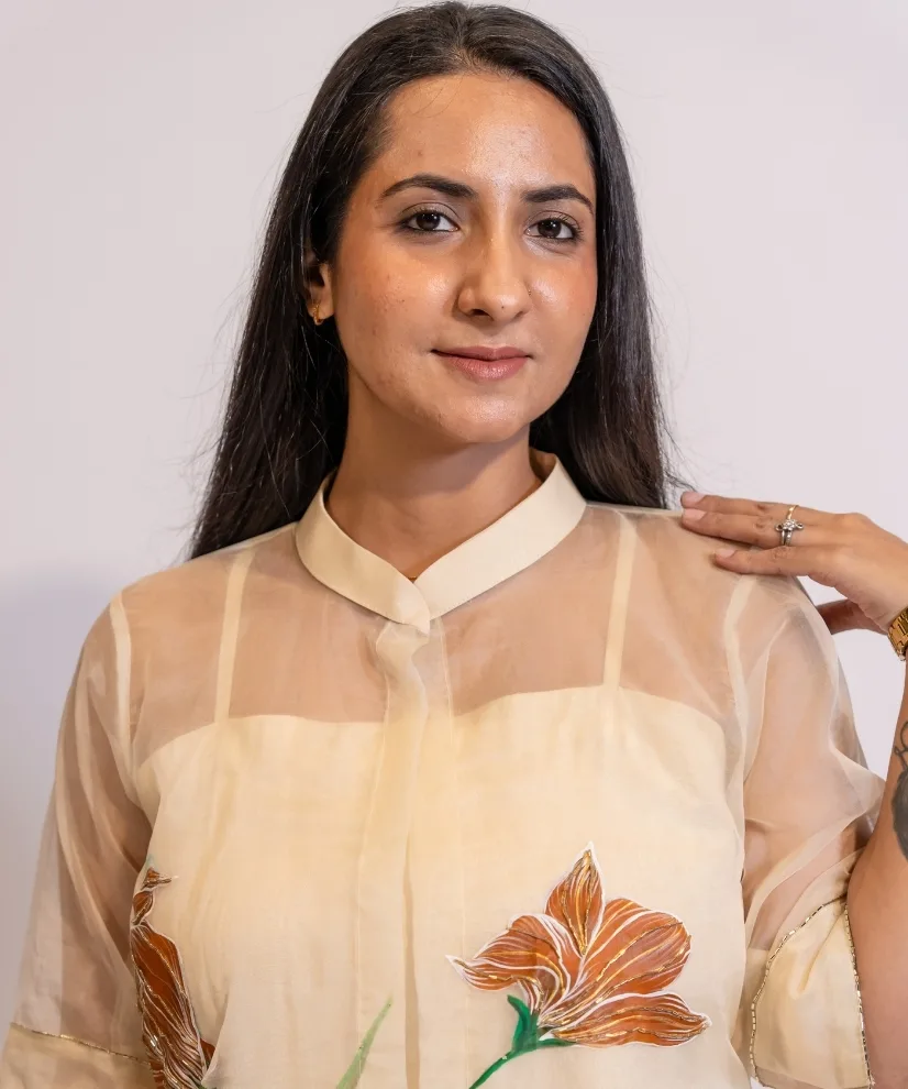 Rust Horizon Hand-painted Organza Kurta Set Rust Horizon Hand-painted Organza Kurta Set