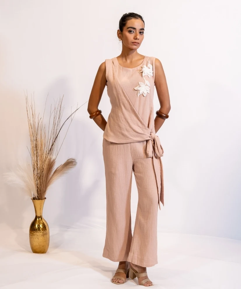 Minimalist Nude Biege Cotton Co-ord Set