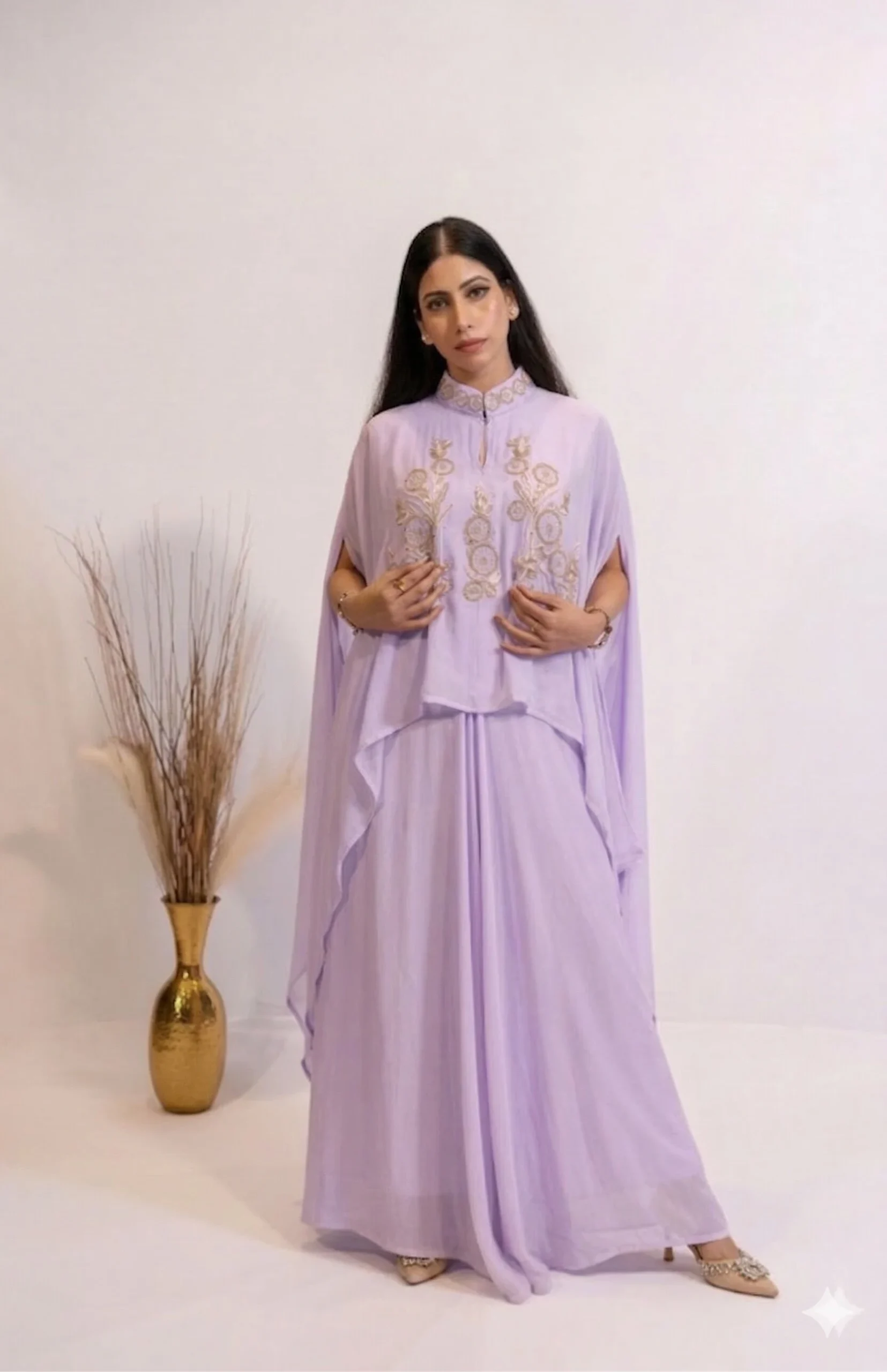 Lavender Aura Hand-Embellished 3-Piece Co-Ord Set For Women